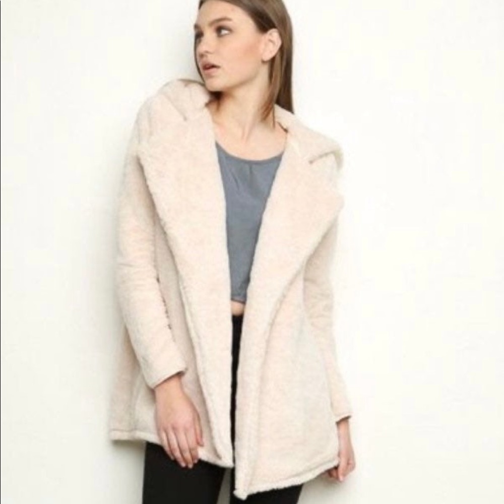 Brandy Melville Faux Fur Hooded Cardigan